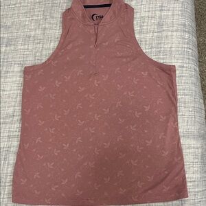 ZYIA Dusty Rose Floral Jacquard Mock Neck Tank